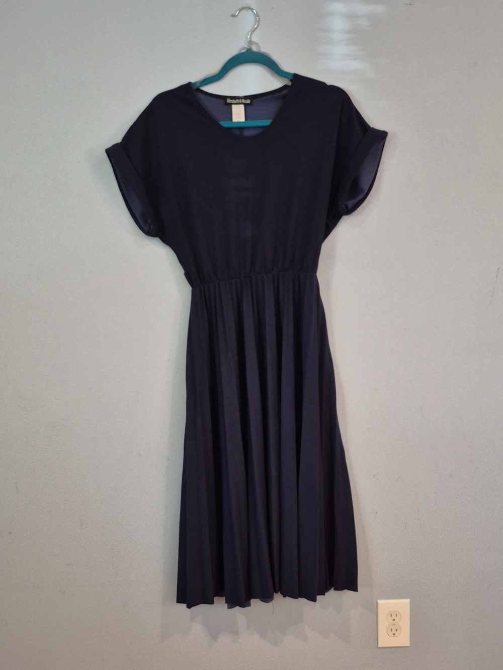Black Halo Navy Short-Sleeve Midi Dress